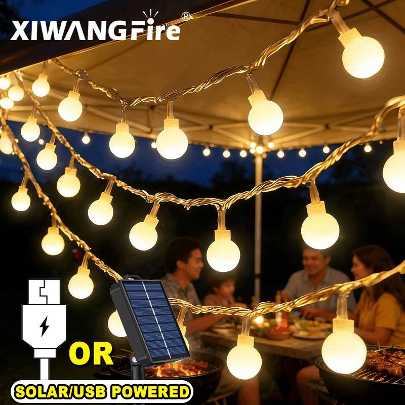 Outdoor Camping Tent Waterproof - 3-10M Solar/USB/Battery String Lights, Fairy Globe