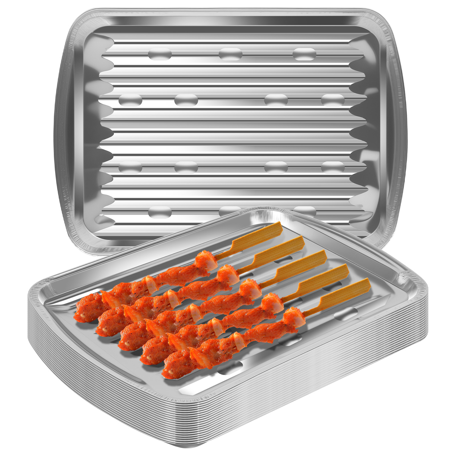 Outdoor Camping Food - Aluminum Foil Trays Non-Stick Baking Pans
