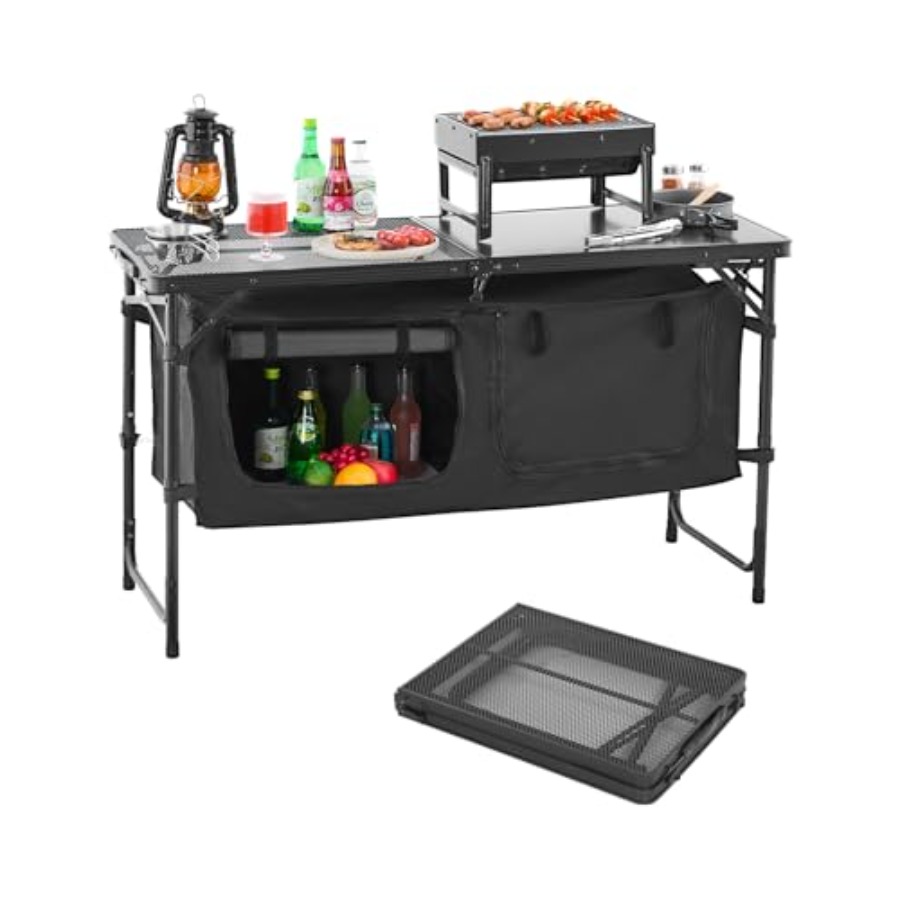 Outdoor Camping Cooking Table - Camping Kitchen Table, Folding Outdoor Cooking
