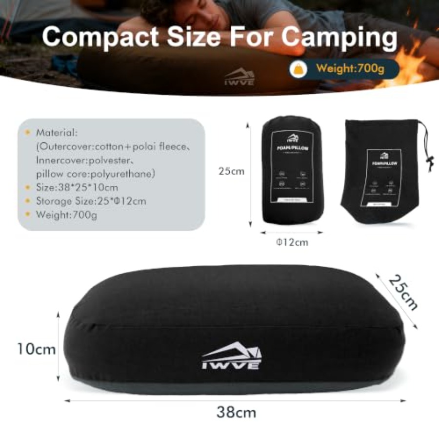 Thick Camping Memory Foam Pill - Camp Pillow Compressible review and price