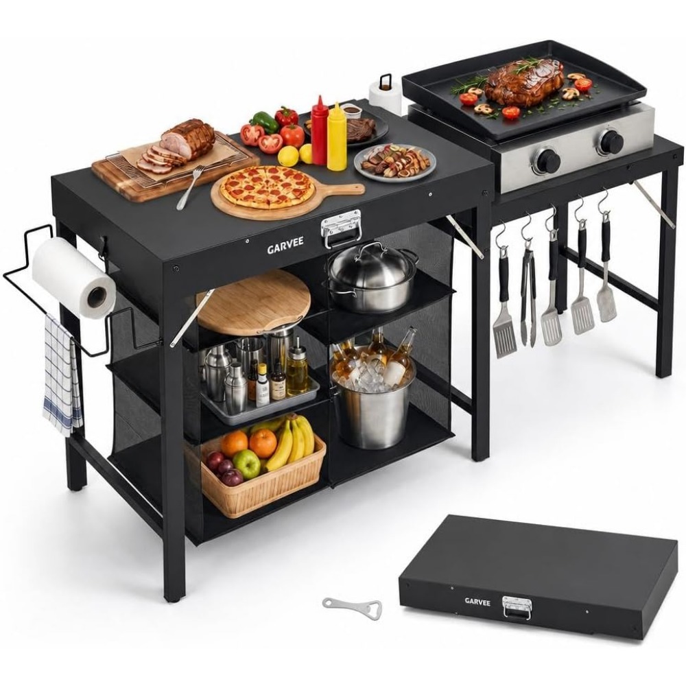 Foldable Metal Grill Table wit - Outdoor Camping Cooking Table review and price