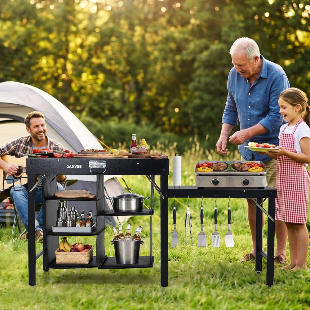 Foldable Metal Grill Table wit - Outdoor Camping Cooking Table review and price