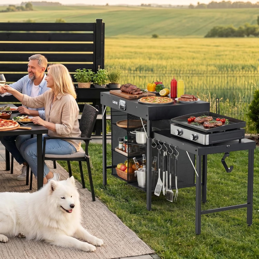 Foldable Metal Grill Table wit - Outdoor Camping Cooking Table review and price