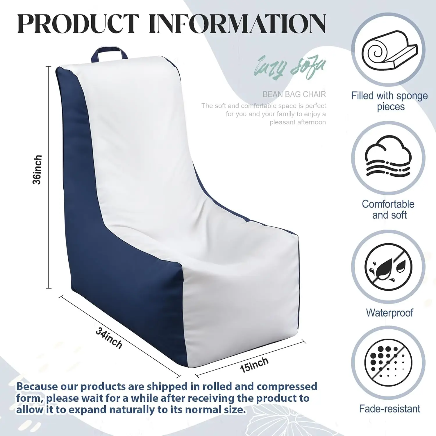 1 Pcs Boat Bean Bag Chair Loun - Outdoor Camping Couch review and price