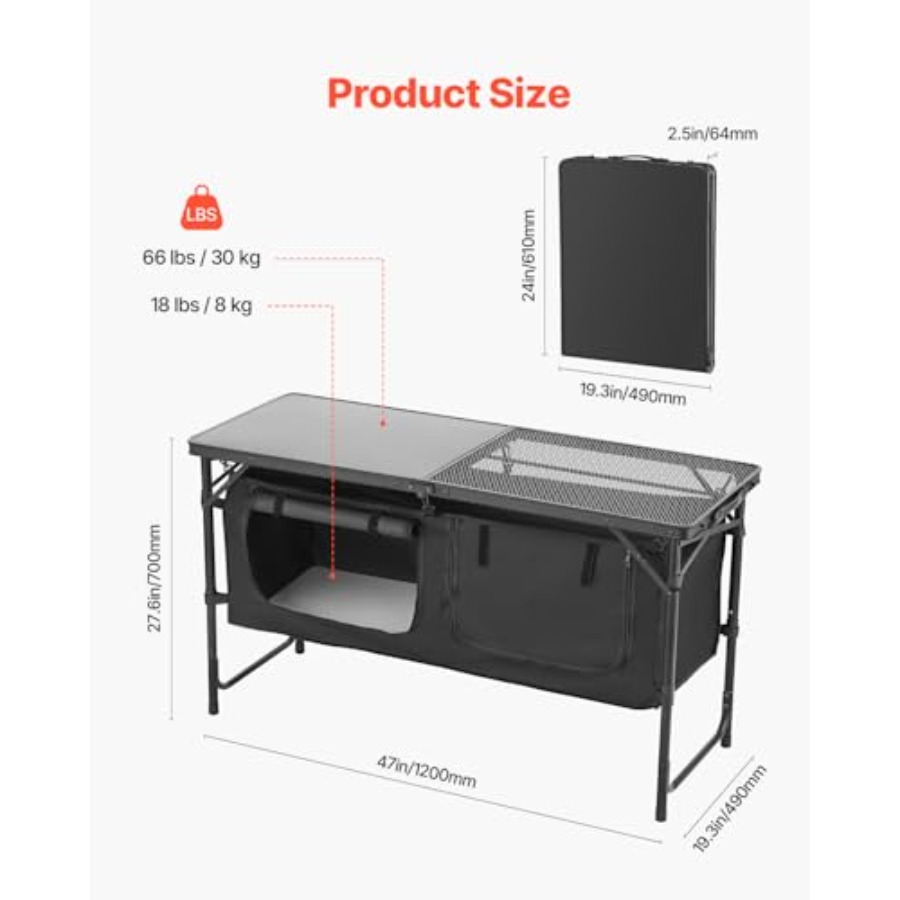 Camping Kitchen Table, Folding - Outdoor Camping Cooking Table review and price